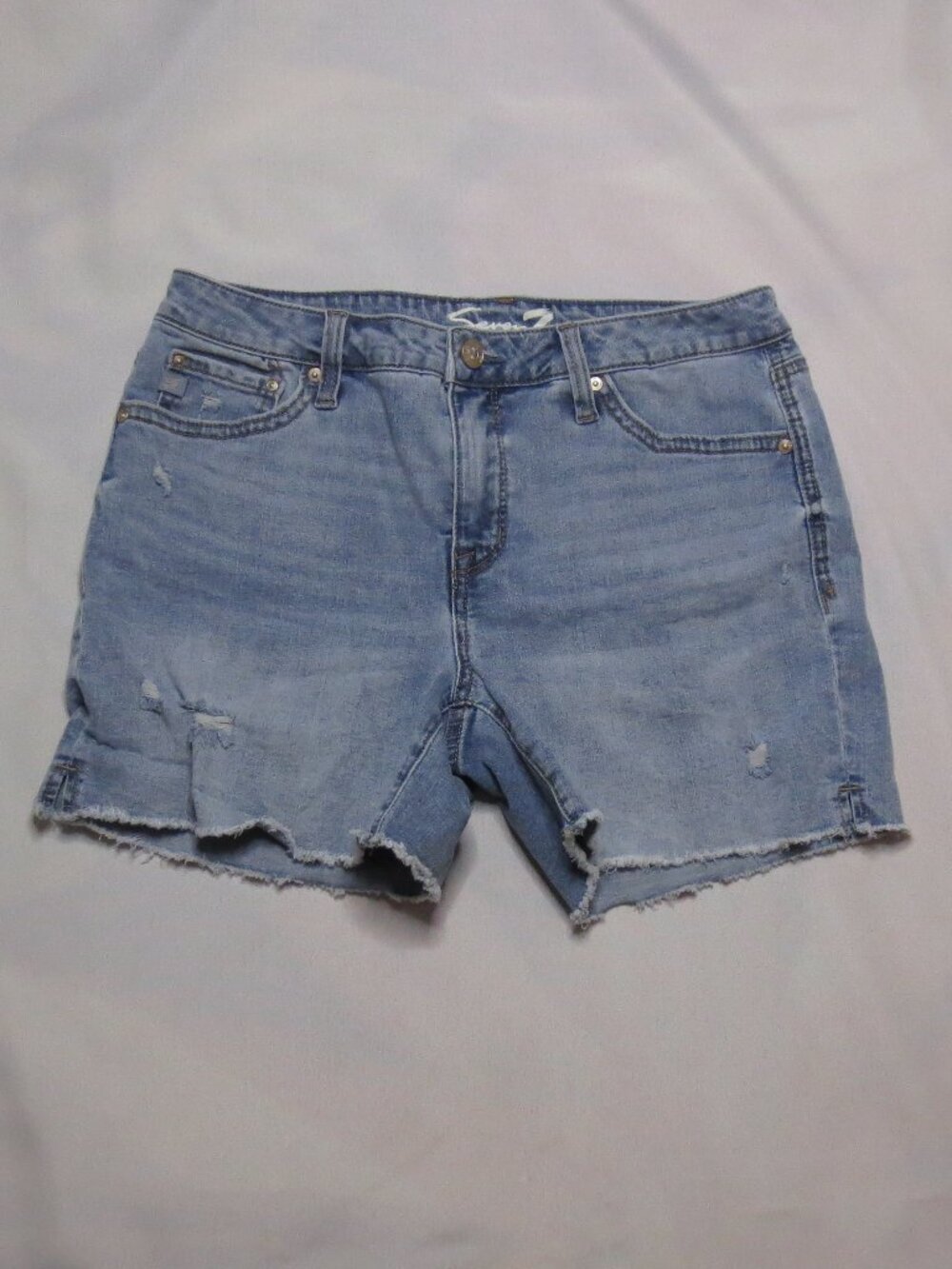 SEVEN7 womens SHORTS blue JEANS blue FRAYED denim BOHO distressed SIZE 6